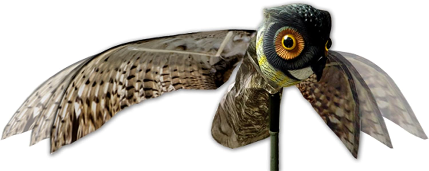 Bird-X Prowler Owl Decoy with Moving Wings 3D Bird Scare Eye Balloons (3 Count)