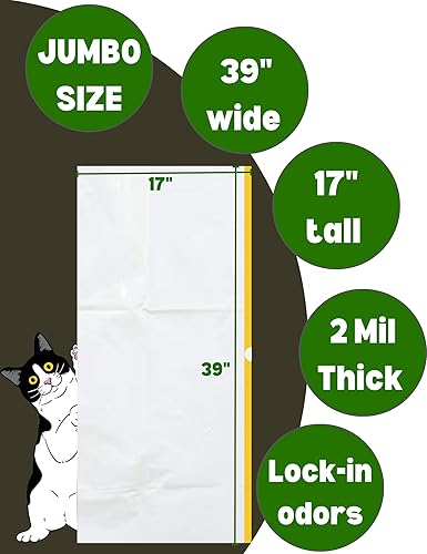 Miniatura 3 de Bolsas de arena para gatos con cordón XL (30 bolsas) de 39 x 17 pulgadas, súper jumbo, resistentes a los arañazos, extrapesados, desechables de 2