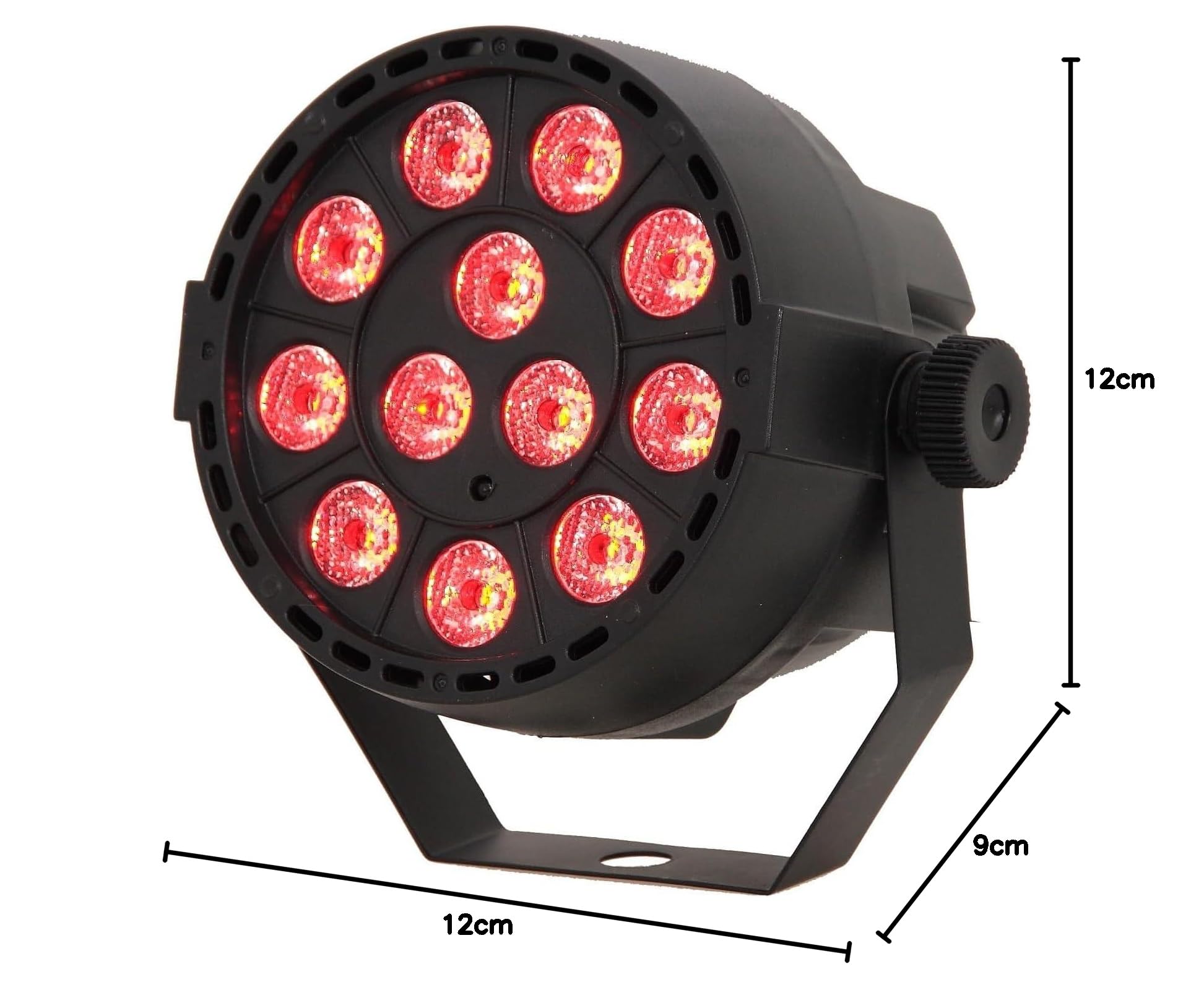 Ibiza - PAR-MINI-RGB3 - Foco PAR con 12 LEDs RGB de 3W cada uno 3-IN-1 con efecto estroboscópico - Negro