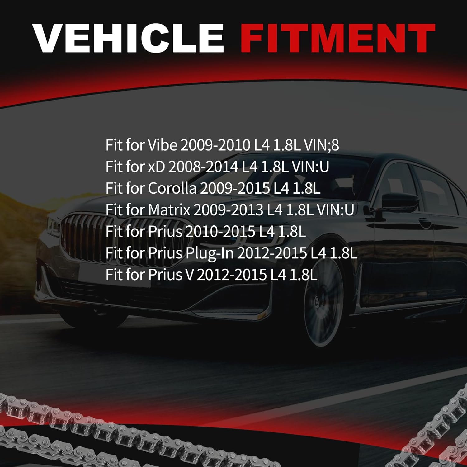 Timing Chain Kit VVT Sprockets 1.8L Fit for Corolla 2009-2015 for Matrix-Auto 2009-2013 for xD Vibe Prius 08-15 Car Engine Time Replacement Parts