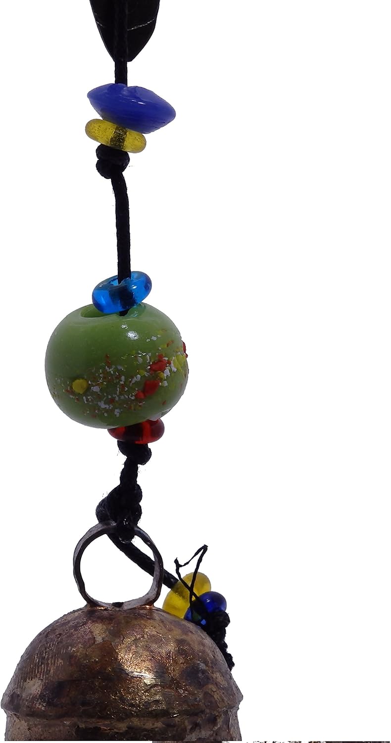 Handcrafted Wind Noisemaker with Glass Beads and Nana Bell 15" x 5" - Dragonfly