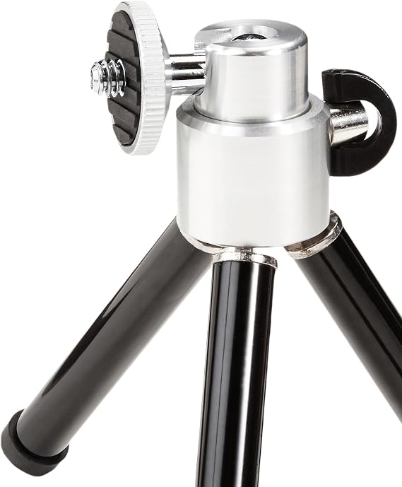 Amazon Basics Lightweight Portable Mini Travel Tripod with 360 Ball Head, Adjustable Height, Desktop, Black
