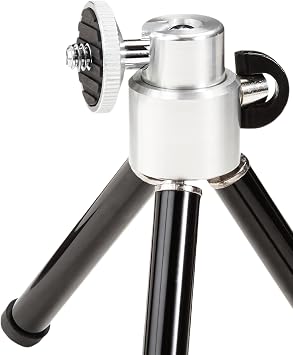 Amazon Basics Lightweight Portable Mini Travel Tripod with 360 Ball Head, Adjustable Height, Desktop, Black