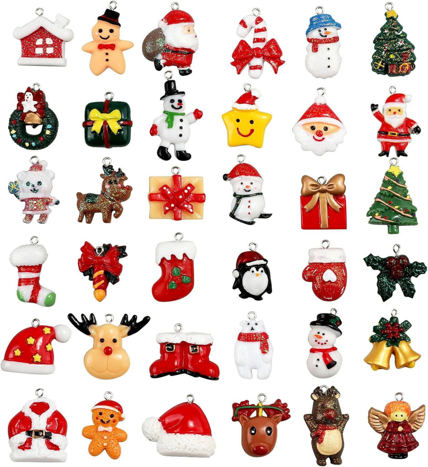 36pcs Christmas Ornaments, Resin Mini Christmas Tree Ornaments Small
