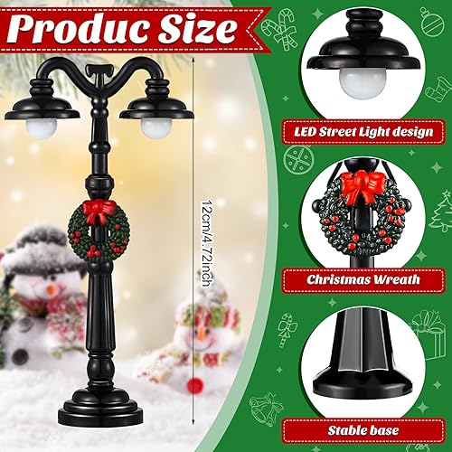 Miniatura 55 de Lámpara de Navidad para poste de aldea, accesorios de aldea, lámpara de tren, farol, lámpara de calle en miniatura, luces de calle decorativas