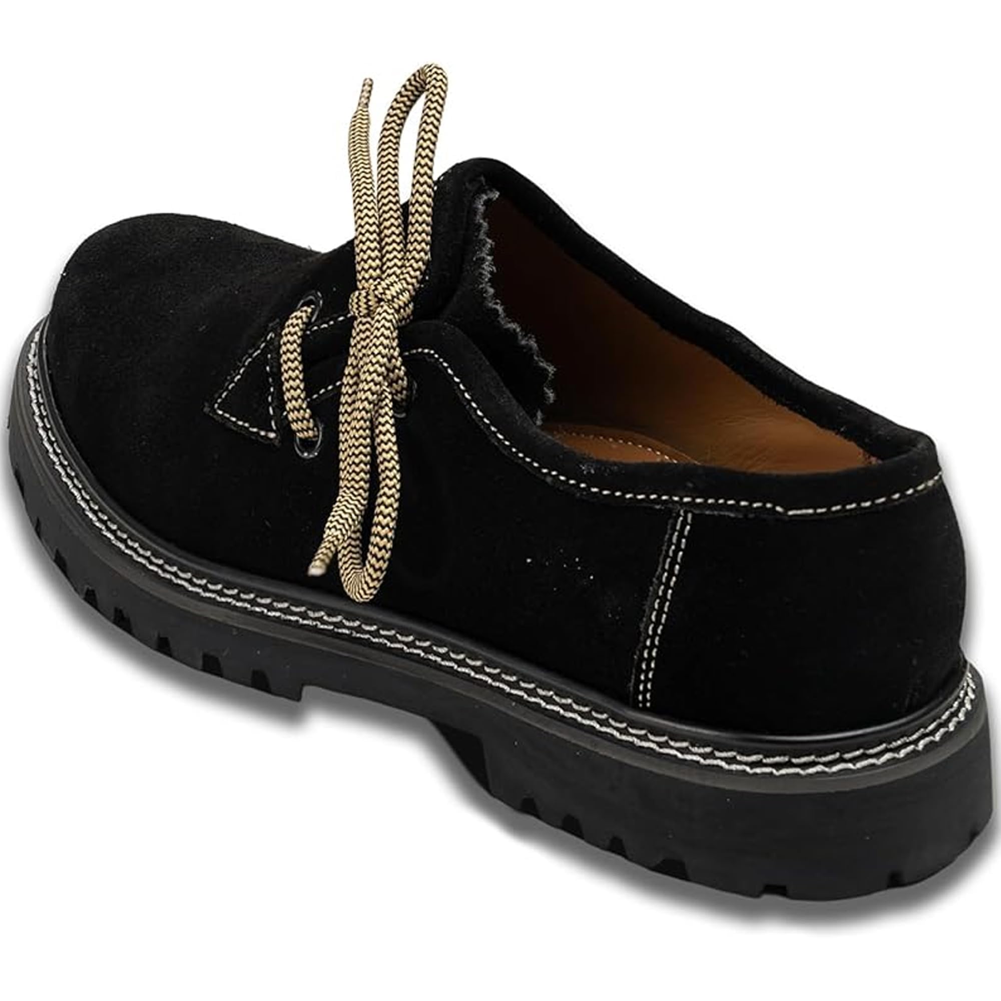 German Wear Haferlschuhe Trachtenset Herren Trachtenschuhe Trachtensocken 2 Schnürsenkel Set - Wildleder Original Handmachart 100% Leder-Futter Lederschuhe mit Melierte Socken