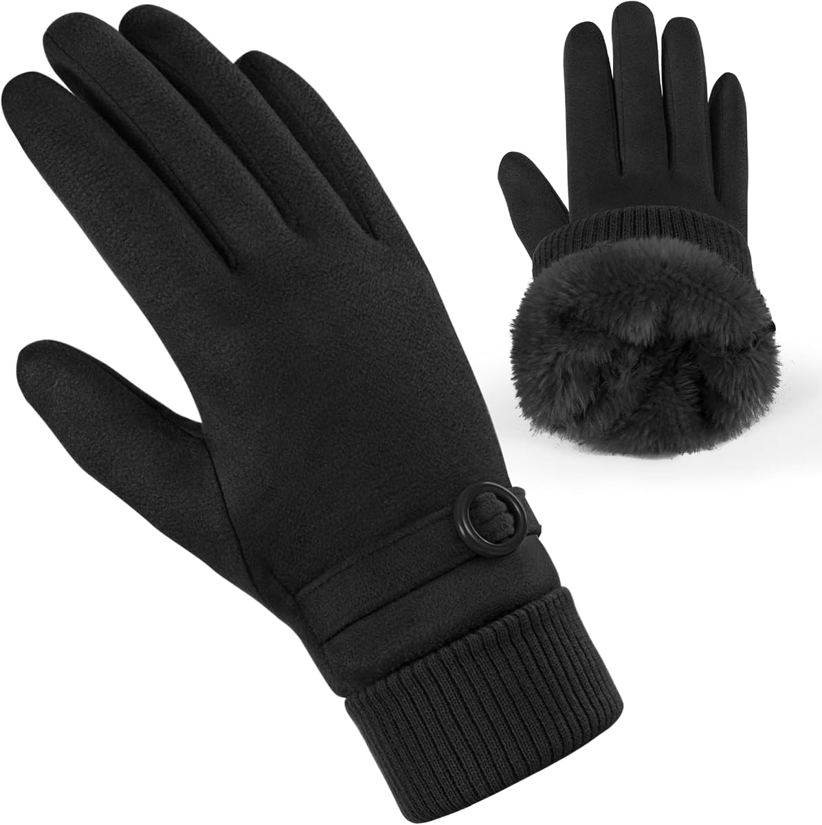 Cold Weather Womens Gloves, Winter Gloves for Women Thermal Warm Fleece Lined, Touchscreen Gloves for Christmas Gifts