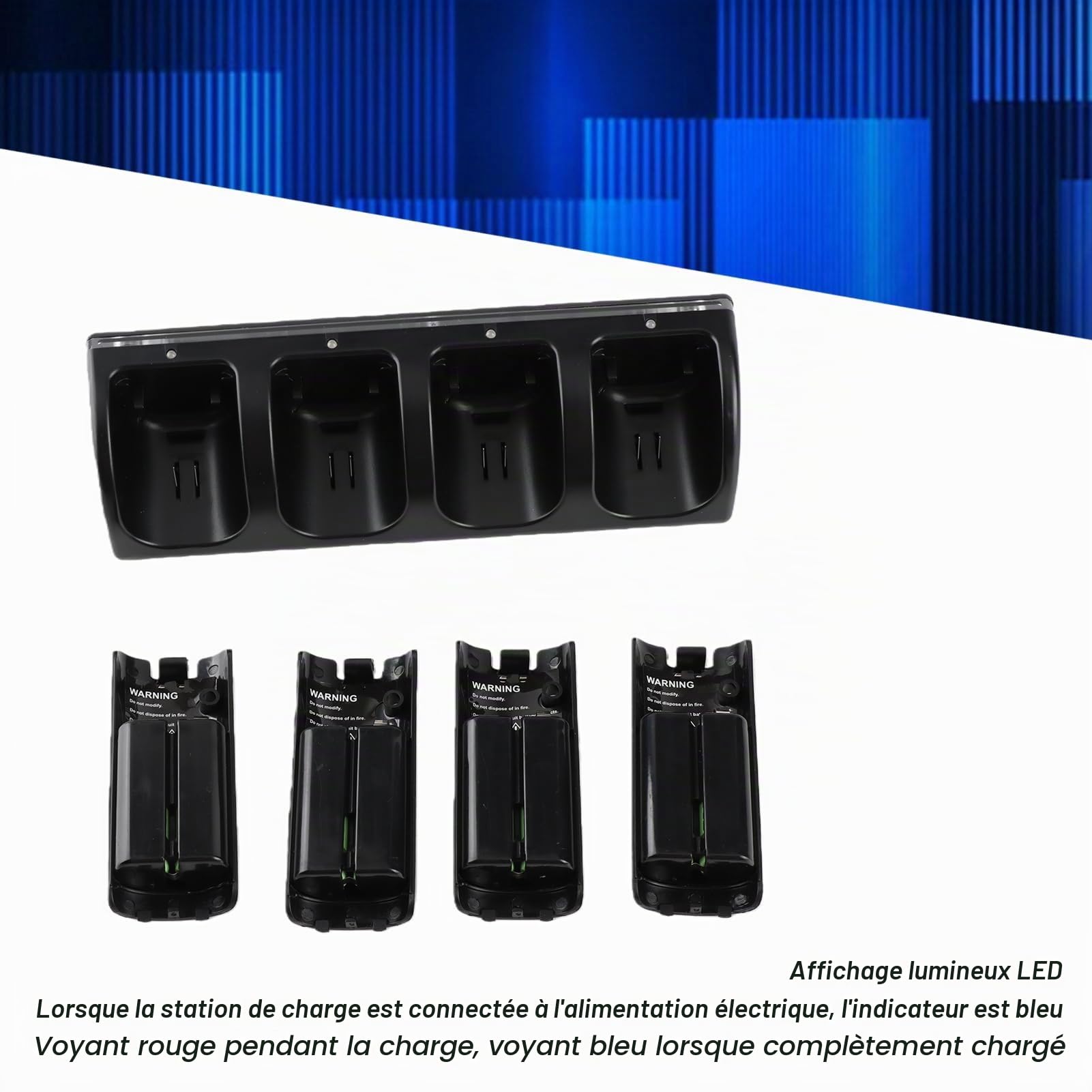 Station de Chargement de Télécommande pour / U avec 4 Batteries Rechargeables de 2800 MAh, Station de Chargement de Contrôleur pour Contrôleur (BLACK)