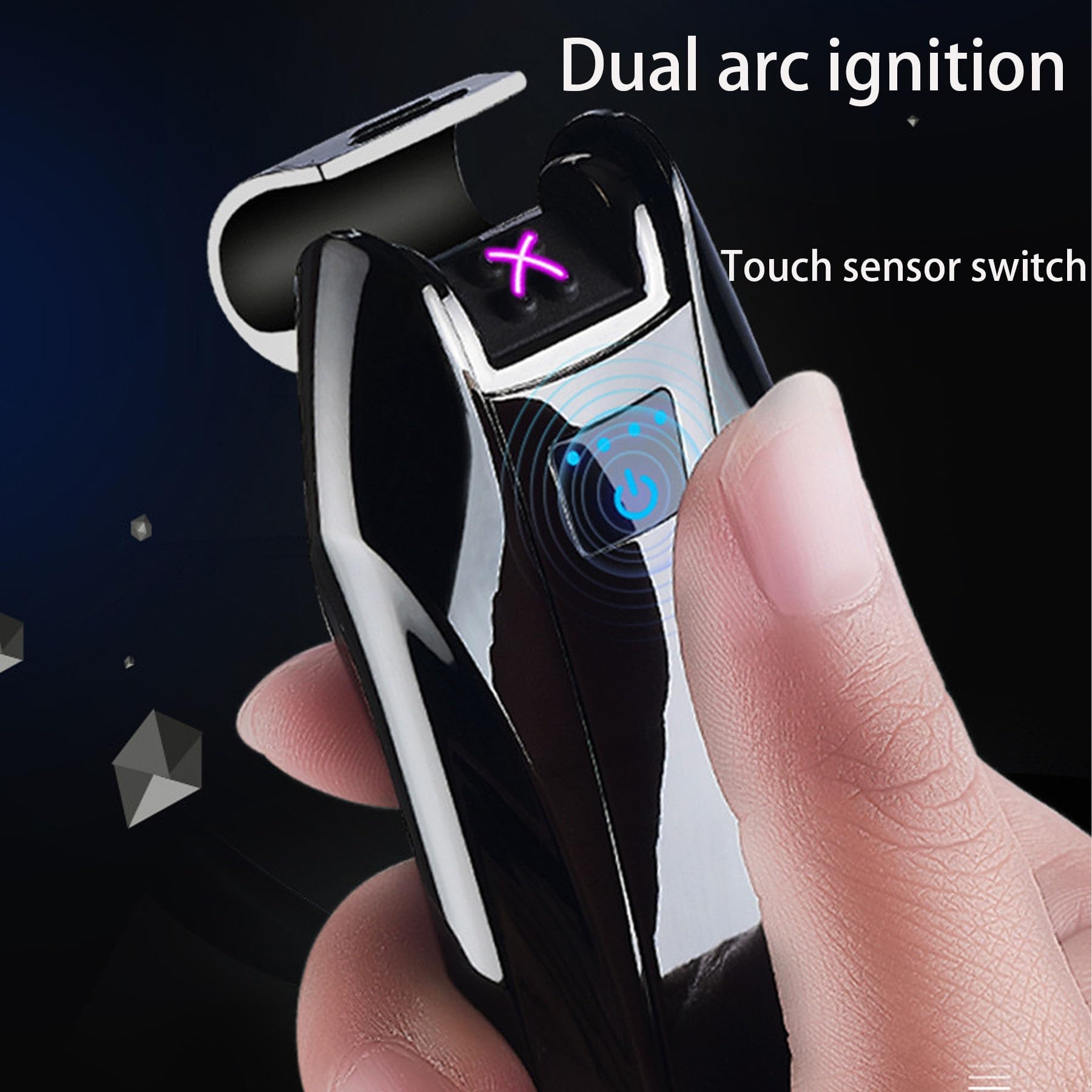 Briquet plasma rechargeable par USB, flamme à double arc, affichage intelligent de l'alimentation, idéal pour le camping et la randonnée, design portable et compact