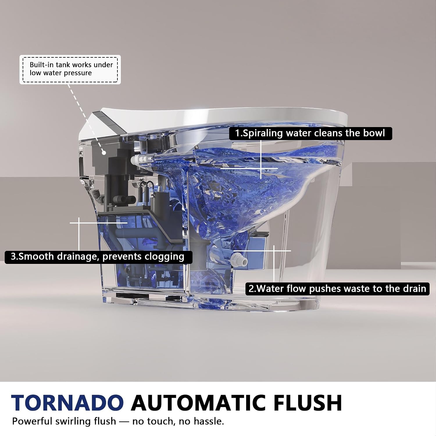 DeerValley Artistic Smart Toilet Bidet, Bubble Wash, Auto Dual Flush, Foam Shield, Pump-Assisted, Instant Warm Water, Deodorization, ADA Comfort Height, One Piece Elongated Toilet with Tank Built in