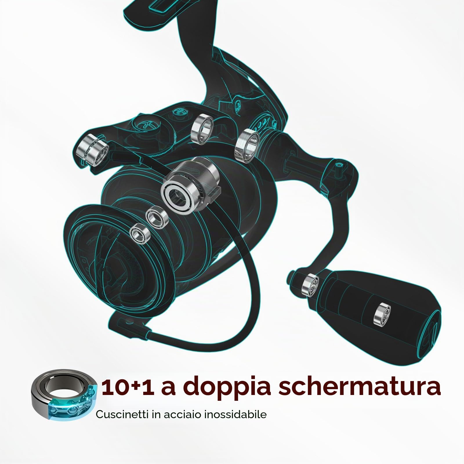 Piscifun Viper X - Mulinello da pesca a spinning, 5,2:1/6,2:1, ad alta velocità, 10+1BB, leggero, ultra liscio, in fibra di carbonio, peso massimo 15 kg, taglia 500-5000
