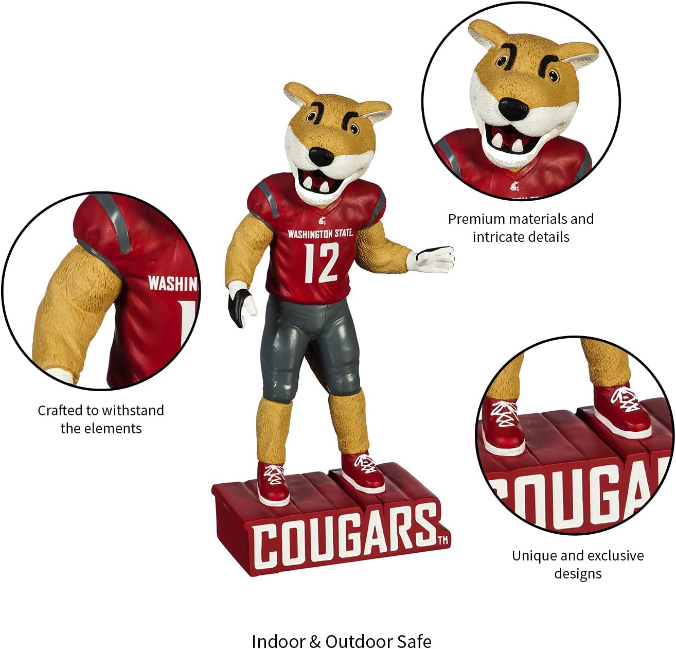 Team Sports America NCAA Washington State University Fun Colorful Mascot Statue 12 Inches Tall