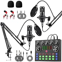 sktome Podcast Equipment Bundle for 2, V8s Voice Changer with BM-800 Podcast Microphone Bundle - Studio Condenser Microphone Perfect for Podcasting, Recording, Singing, Streaming and Gaming