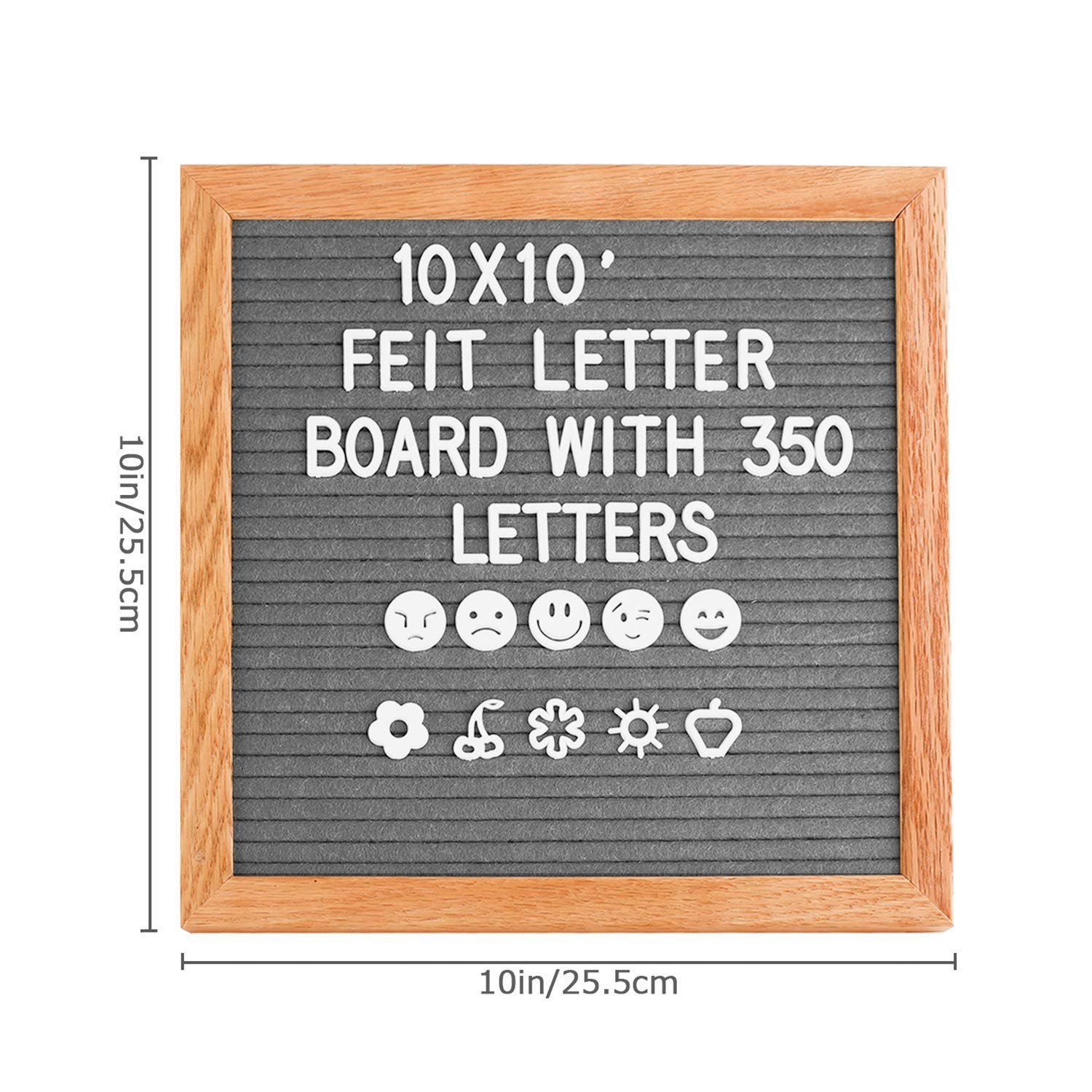 Feltro Letter Board 25x25 cm, Feltro Retro in 350 Pezzi Alfabeto Decorativo Lettere con Gancio in Metallo per Appenderla al Muro e Decorazioni per Interni, Grigio