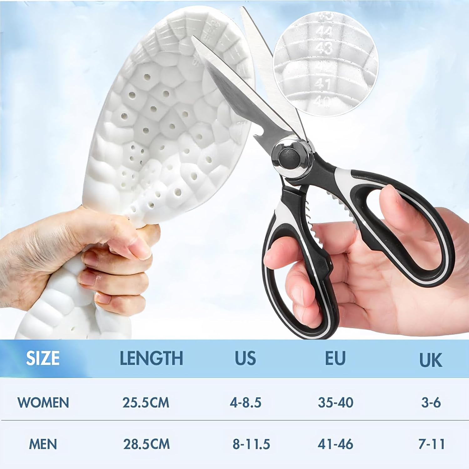 2 Pairs Cloud Insoles - 4D Cloud Technology Insole - Super Soft Comfort Insoles, U-Shape Memory Foam Insoles, Trim to Fit Inserts (Black, Men: 8-11.5) - Image 7