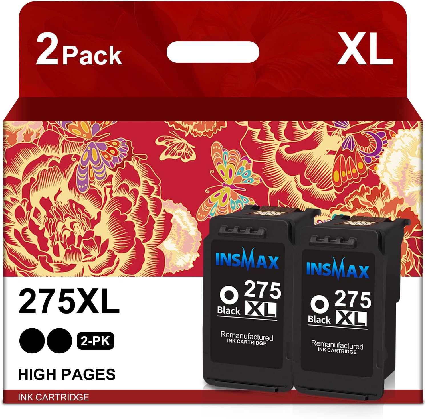 PG-275XL Black Ink Cartridges Combo Pack Remanufactured for Canon 275 XL PG-275 275 High Yield for PIXMA TS3500 TS3520 TS3522 TR4700 TR4720 TR4722 Printer (2 Black)