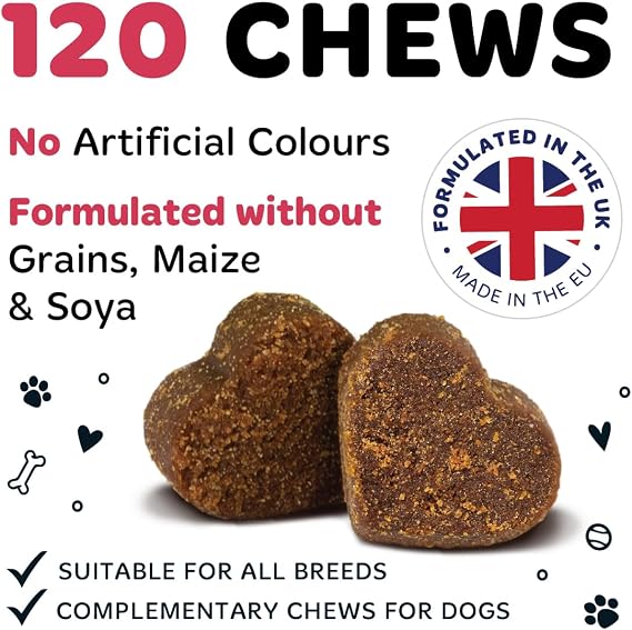 Bugalugs Urinary Tract Dog Chews helps stop dogs urinating in house & dog incontinence. supports UTI, Bladder & Kidney with Cranberry, D-Mannose & Marshmallow root. Grain free dog treats -120 chews