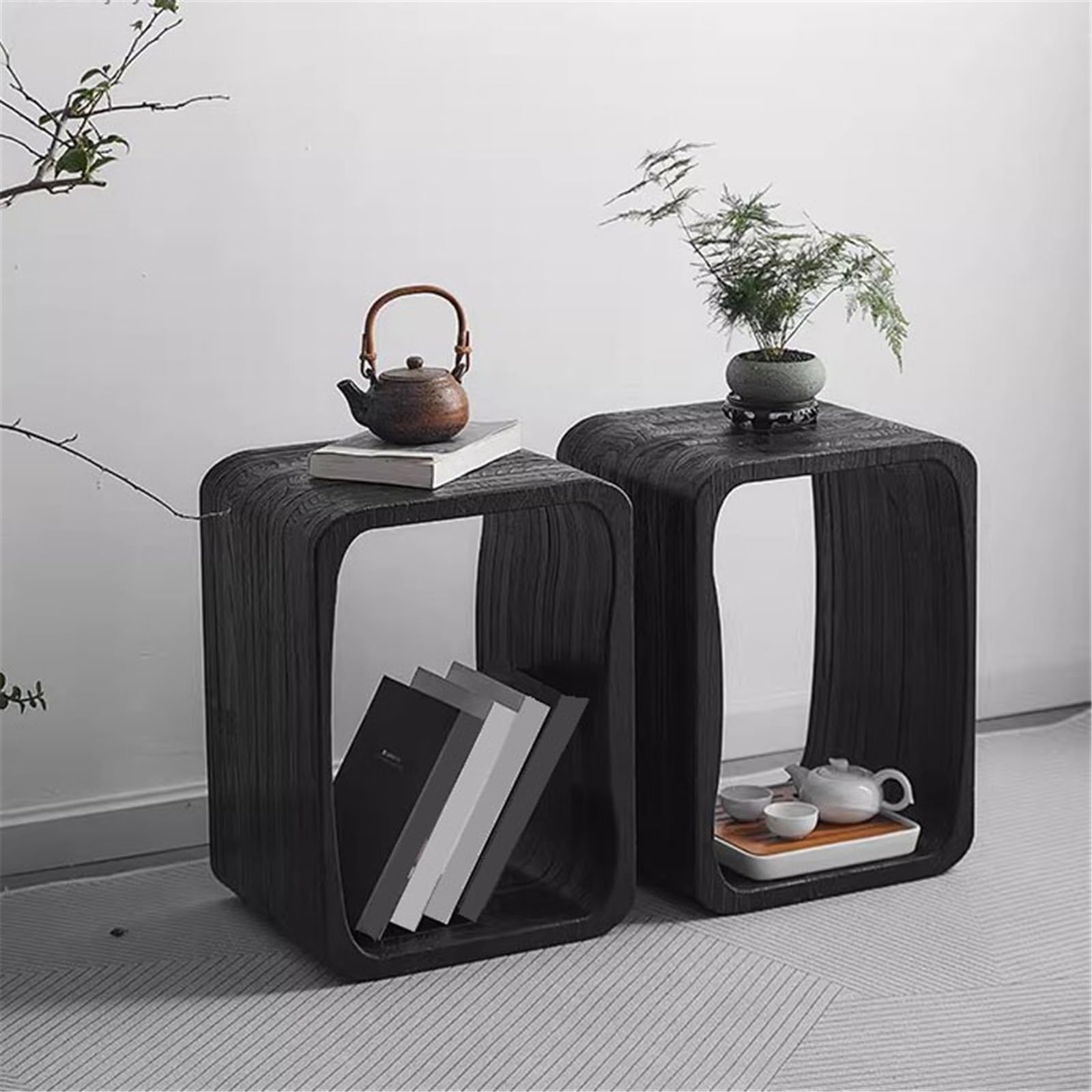 Minimalismus Einzigartiger hölzerner geometrischer Form-Hohlboden-Bücherregal-Ständer-Sofa-Beistelltisch Regal Bücher(XS)