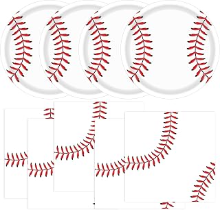 40 Pcs Baseball Plates and Napkins Sets - Sports Birthday Party Supplies Tableware, Disposable Paper Plates Napkins Kit for Baseball Birthday Party Decorations Table Decor, Serves 20