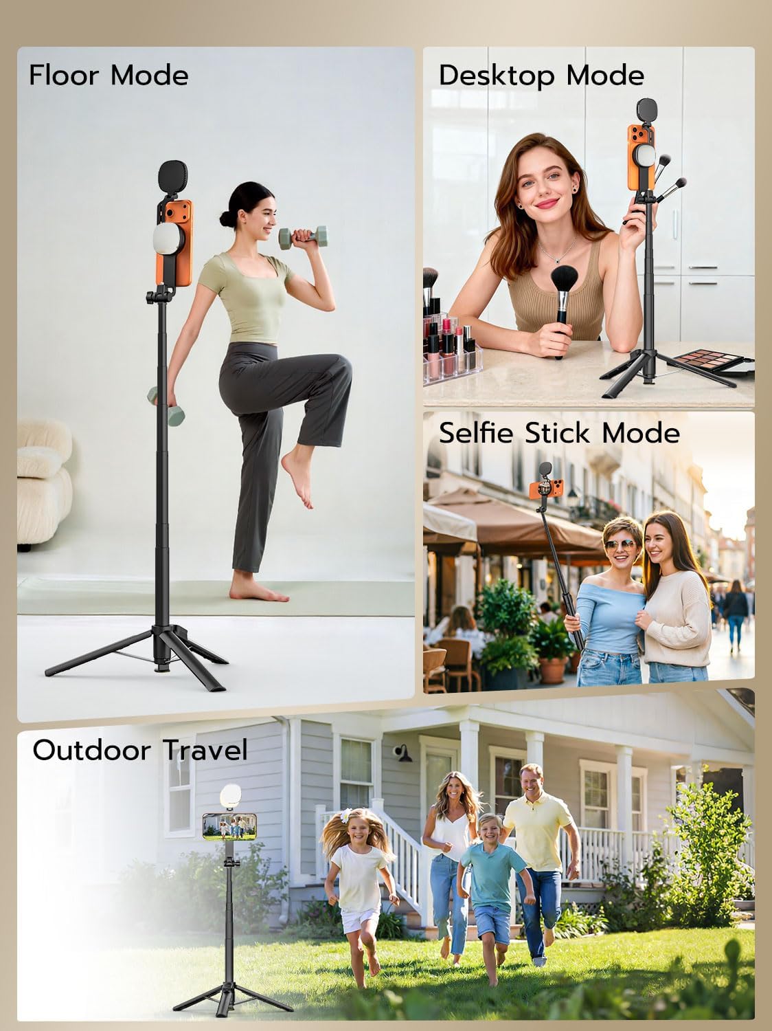 USKEYVISION Trépied magnétique pour iPhone avec lumière, perche à selfie avec lumière magnétique et télécommande, trépied extensible pour téléphone portable MagSafe iPhone/Android pour enregistrement