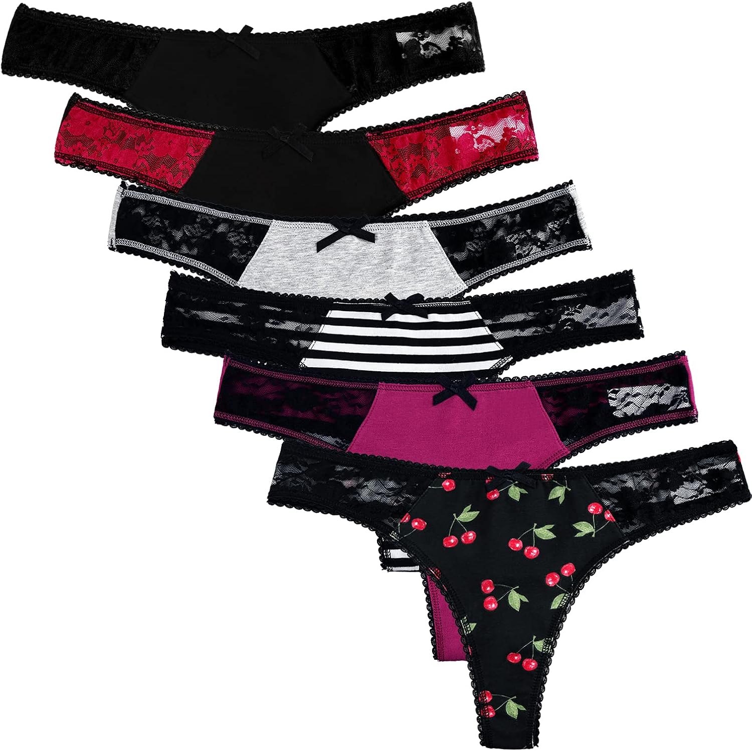 LYYTHAVON 6 Pack Women's Breathable Cotton Thong Panties : Clothing, Shoes & Jewelry