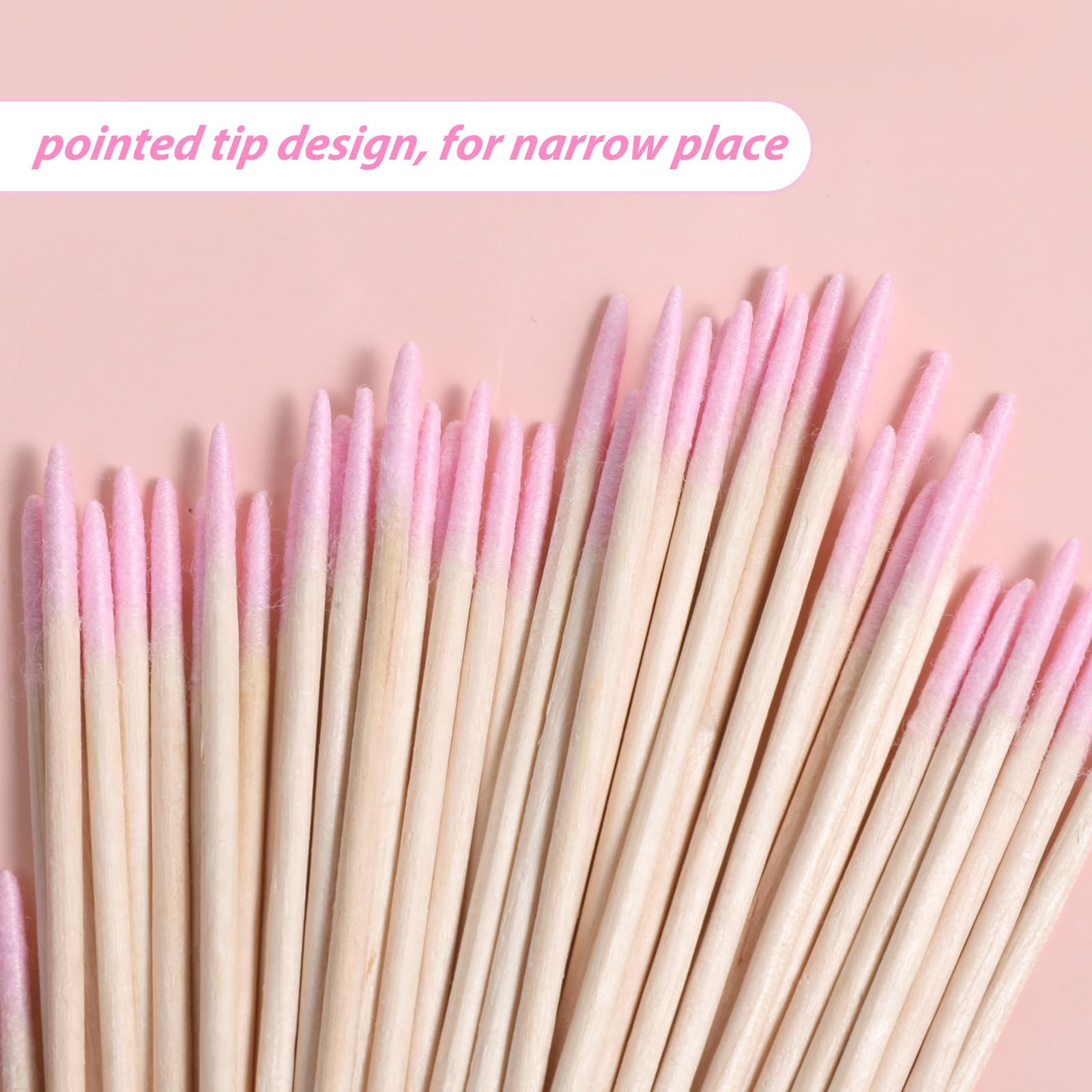 300 tamponi di cotone a punta di precisione, bastoncini per rimuovere lo smalto per unghie, applicatori per microblading, con manico in legno, tamponi di cotone a punta per rimuovere lo smalto per