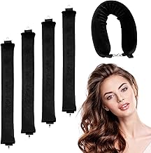 4 x Hair Curlers, Heat Free Curl, Overnight Blowout, Heatless Hair Curlers, Roller with Hooks, Curler Rollers for Various Hair Types