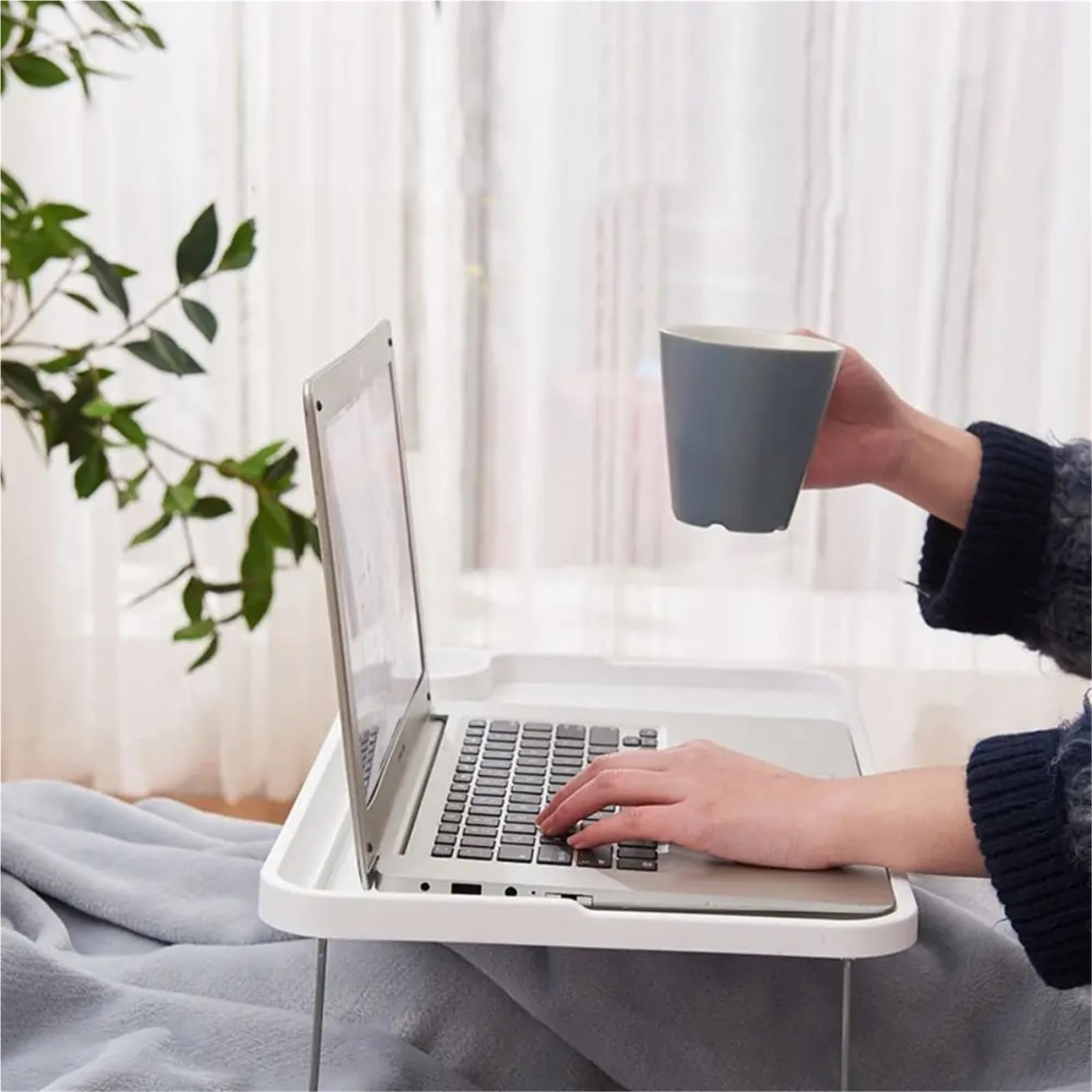 Faltbares Frühstücks-Laptop-Tablett mit Ständer, vielseitiger Betttisch & Slish Schreibtisch für Zuhause, Büro und Reisen (blau), ideal für Arbeit, Essen, Entspannen und Spielen
