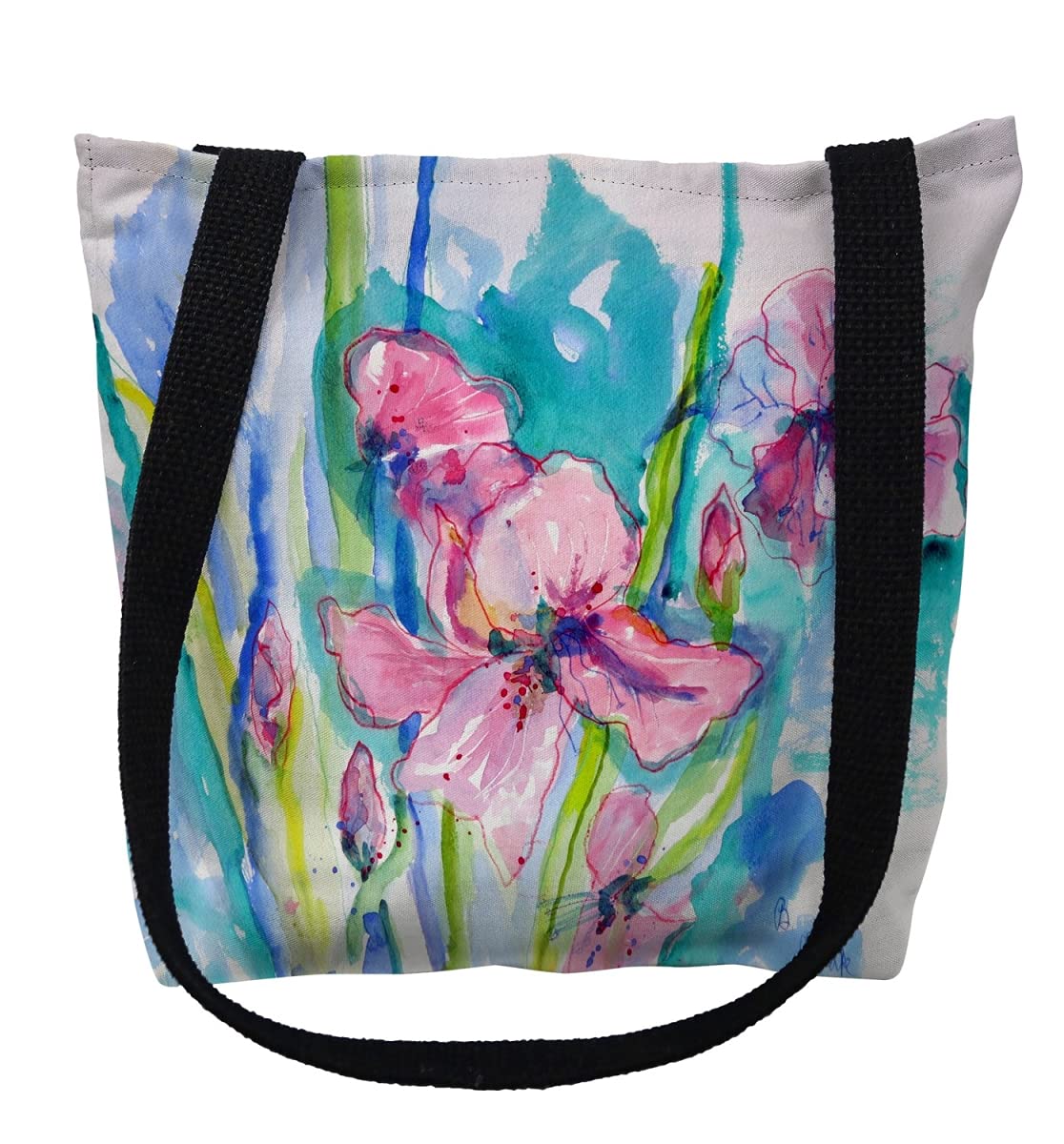 13 x 13 in. Pink Iris Small Tote Bag by Betsy Drake – Cotton, Multicoloured, Model TY1017S