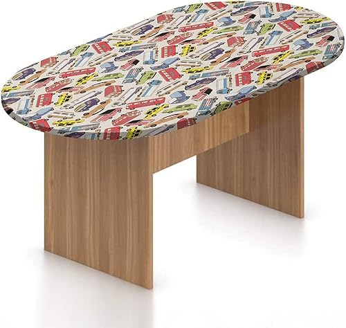 Miniatura 8 de XISUNYA Mantel ajustable ovalado, mantel ajustable de poliéster elástico para cámper, con texto en inglés You Make Me Happy Quote, mantel ajustable