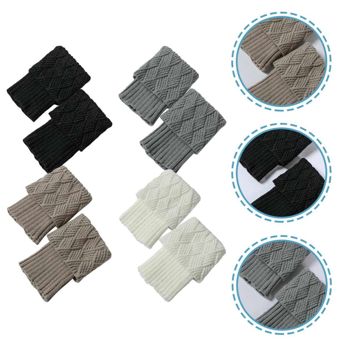 NOLITOY 4pares Leggings Cálidos Tejidos para Mujer Calentadores de Piernas Cortos Invierno Calentador de Piernas Calcetines para Botas