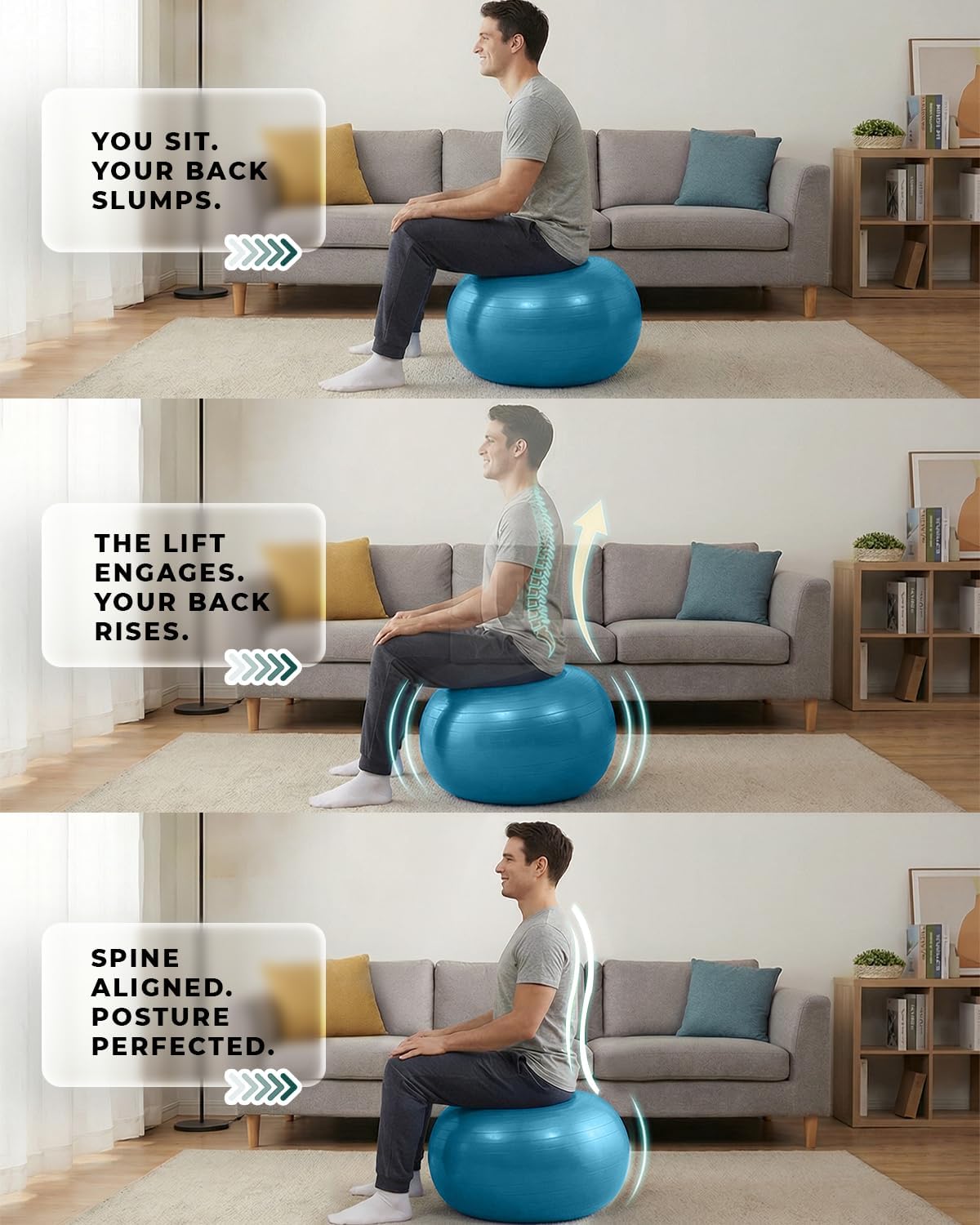 Trideer Exercise Ball for Physical Therapy & Workout - Swiss Ball for Core Strength & Balance