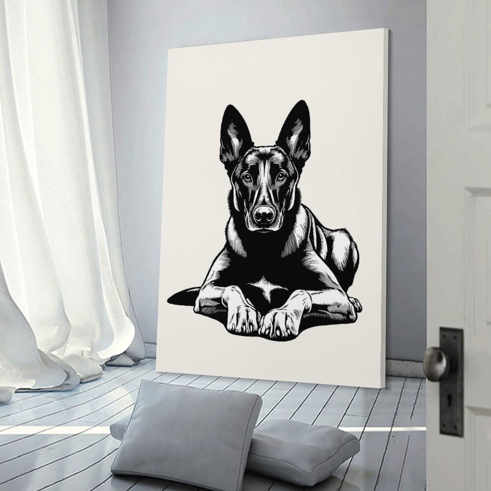 Junmoney Belgian Malinois(2) Decorative Canvas Print 24x36inch(60x90cm), for Gallery Wall Layouts in Home Or Office, Home Wall Art for Statement Displays