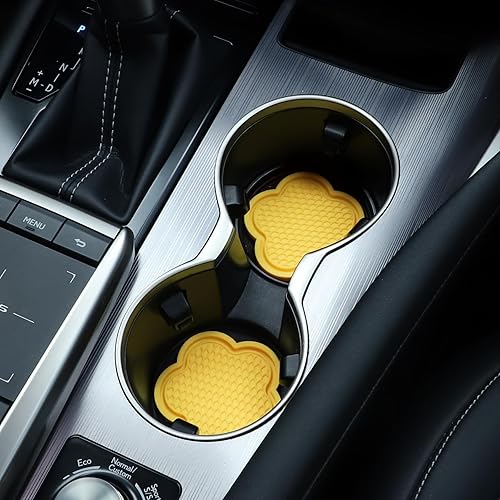 Miniatura 4 de GaRhomxy 4 posavasos universales antideslizantes, soporte en forma de flor de PVC, accesorios de cristal para interiores (amarillo)