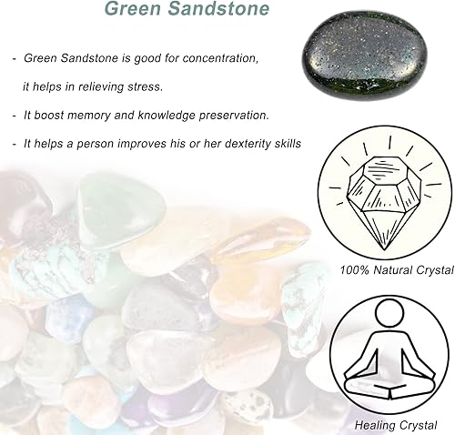 Miniatura 4 de Piedras de cristal curativo de piedra arenisca verde, 1.25-2.0 pulgadas, piedras preciosas curativas de Reiki naturales, piedras pulidas para