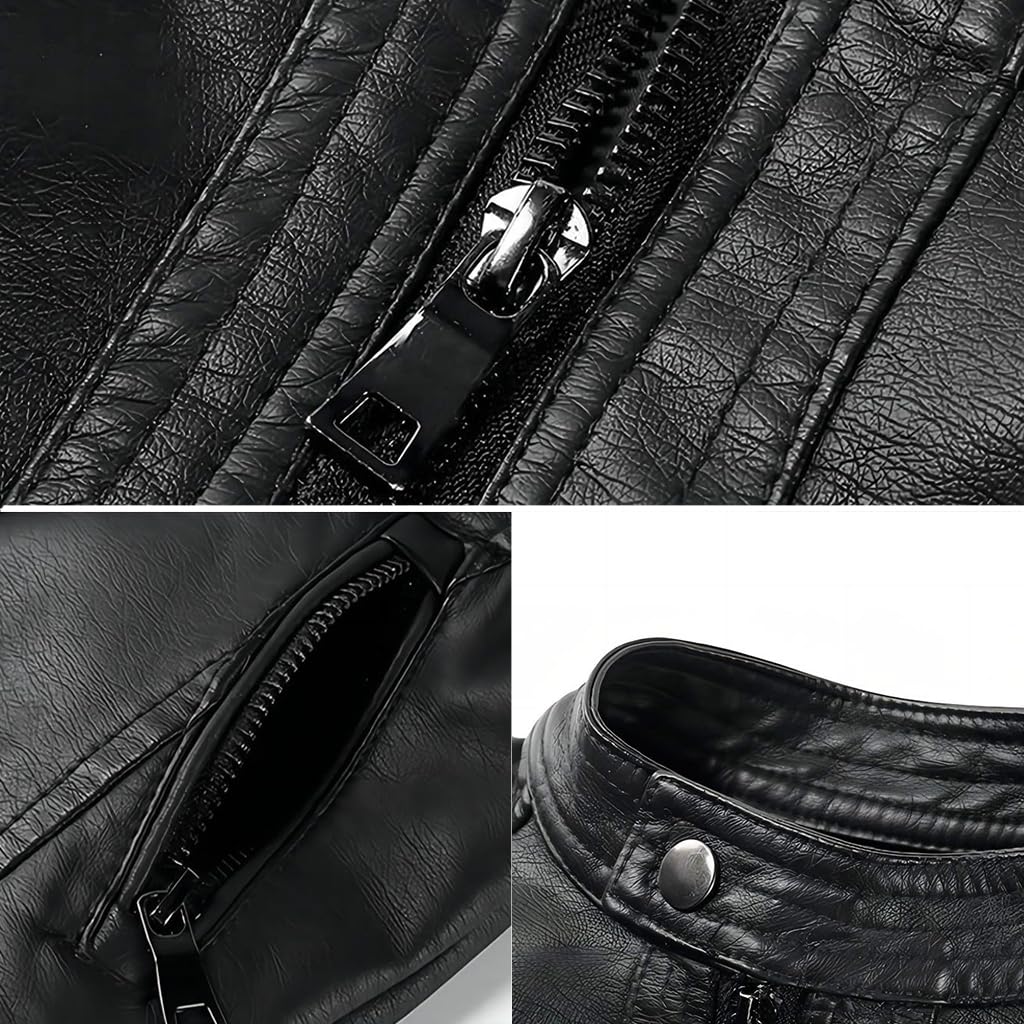 linboo Giacca in pelle per bambini, per motociclisti, in similpelle, bomber da ragazza, per mezze stagioni, primavera, autunno