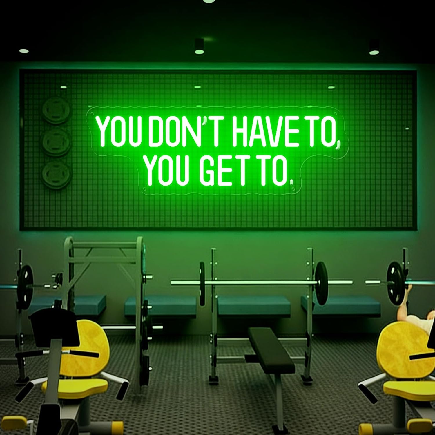 You Dont Have To You Get To Neon Sign, Motivational LED Wall Decor for Home Gym, Fitness Studio, Office, Garage Workout Room Light 16" x 5.5"