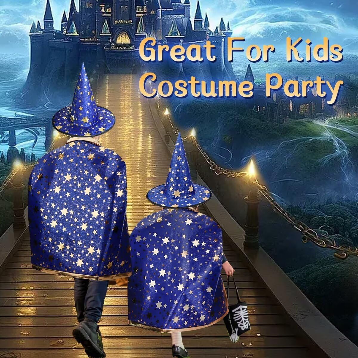 LNCOJOLM Wizard Witch Cloak Costume Kids Witches Capes Wizard Cloak Ghost Costume Set Props