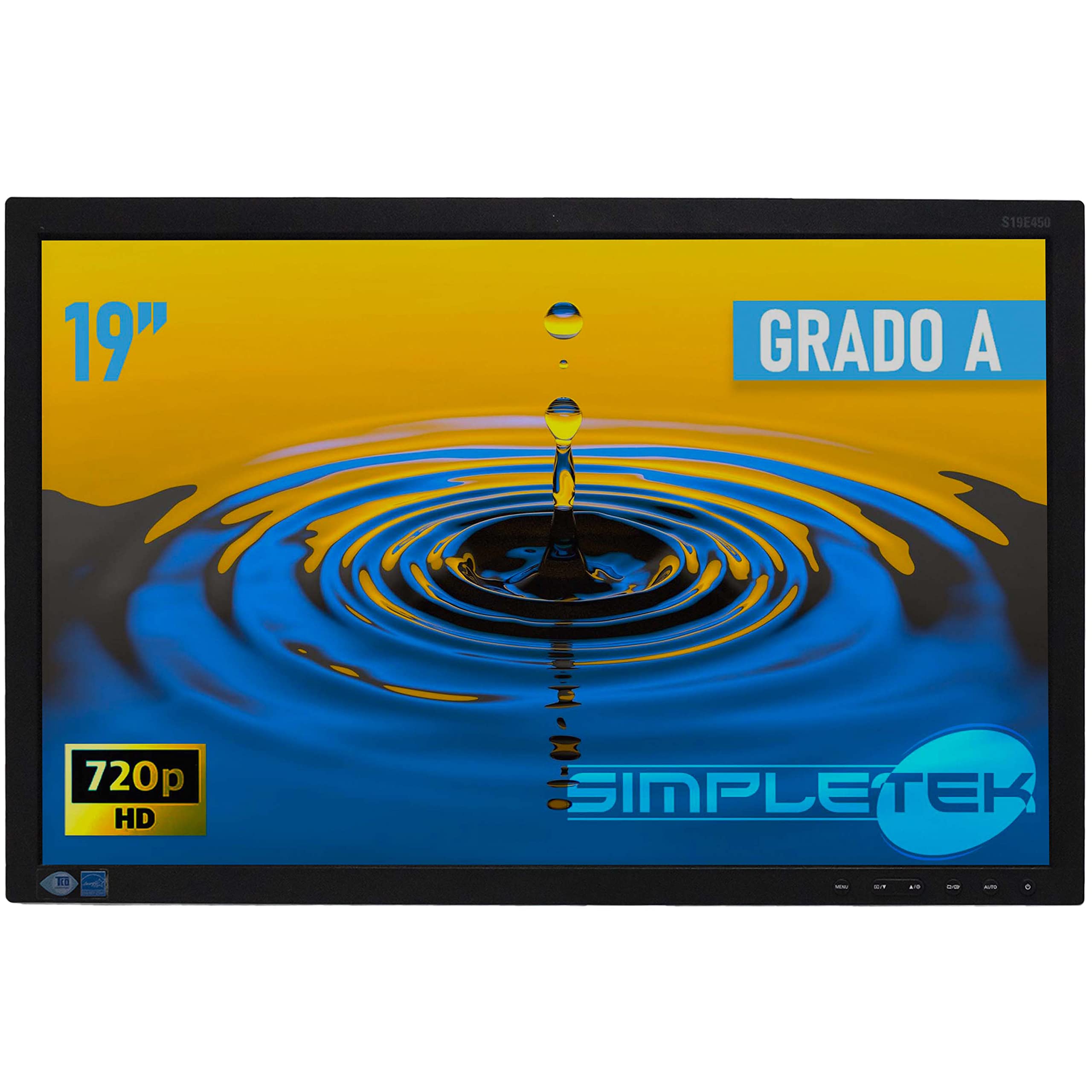 SIMPLETEK - Monitor da 19” TN LED 1440X900px HD 16:10 | Montaggio a parete da 100x100 mm | DVI VGA | Senza base (Ricondizionato)