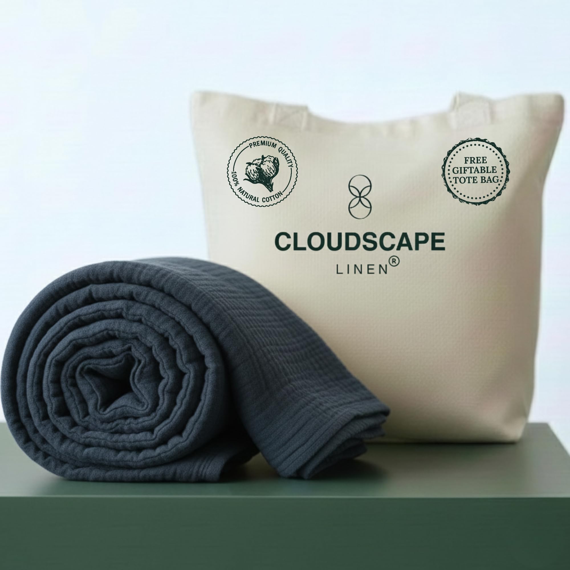 CLOUDSCAPE 100% Cotton Muslin Throw Blanket for Adults - 4 Layer 50x70 Oversized Breathable Gauze Bedding, All Season Gifting, Cozy Lightweight