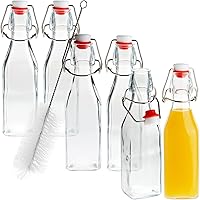 Juvale 6 Pack 8oz Swing Top Glass Bottles with Airtight Stoppers & Cleaning Brush - Perfect for Hot Sauce, Vanilla Extract, Oils, Kombucha