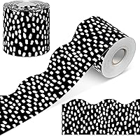 Vista 60 de Zonon 65 Feet Bulletin Board Borders Black and White Polka Dots Striped Grid Borders Decorative Straight Scalloped Wavy Rolled Trim Classroom Back