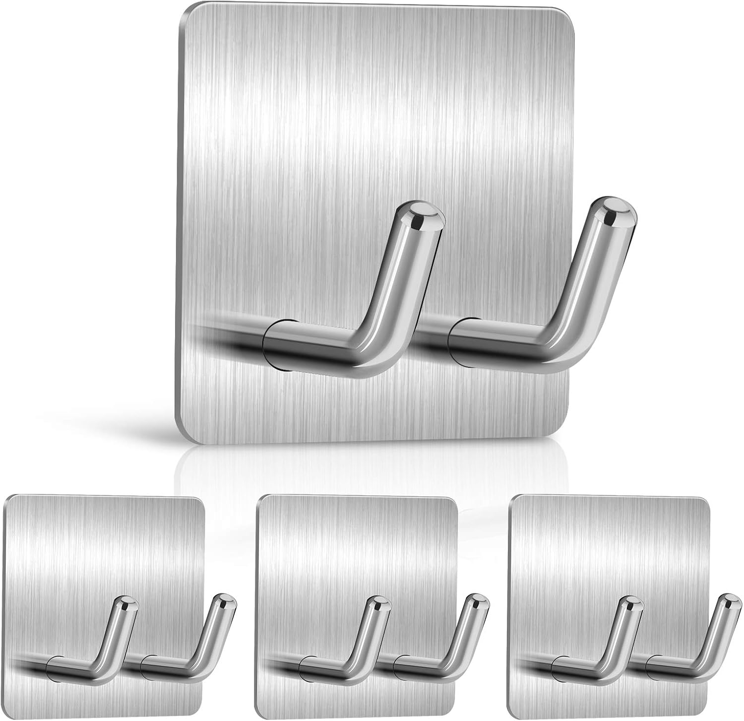 YasTant 4Pcs Self Adhesive Wall Hooks Heavy Duty Razor Holder Shower Shaver Hooks Hanger, Self Adhesive Shower Hooks Waterproof Inclined