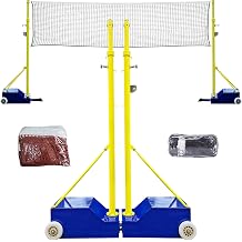 Badminton/Volleyball Net Outdoor, Heavy Duty Volleyball Net for Backyard, Mobile Badminton Stand on Wheels, for Sport Training