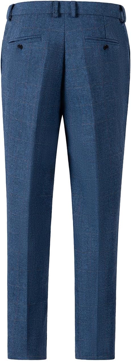 Men's Dress Pants Tweed Plaid Classic Fit Siut Separates Slim Stylish Wool Casual Business Suit Pants - Image 4