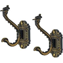 Vintage Wall Hooks Heavy Duty Wall Mounted, Vintage Hooks 2Pcs Coat Hooks Decorative Hook for Coats, Towels, Keys & Purse Rust Resistant & Easy Installation Kit Included Black Dragon