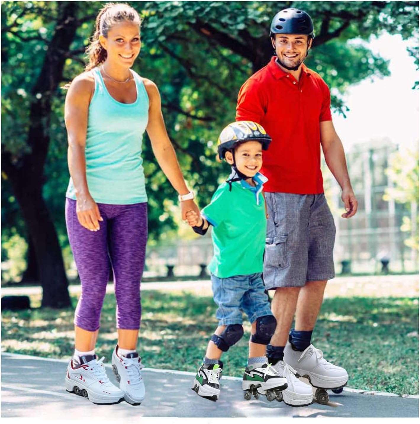 Roller Skates/2 in 1Multifunctional Roller Skates Shoese/Deformation Invisible Roller Skate Automatic Walking Shoes.Suitable for Outdoor Sports Roller Skates for Boys, Girls and Adults