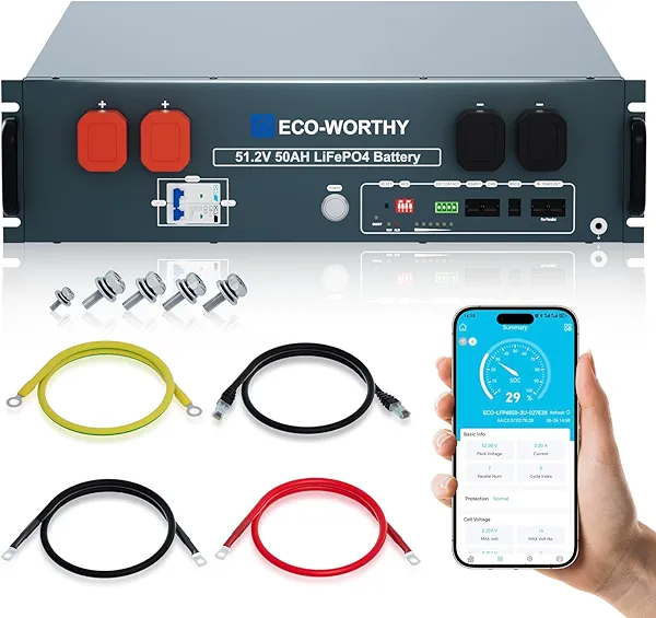 ECO-WORTHY 48V 50Ah LiFePO4 Server Rack Battery, 3U Rack-Mount Lithium Battery with Bluetooth & Wi-Fi, Smart BMS, CAN/RS485 Communication, Metal Case, Ideal for Off-Grid, Solar, Backup Power