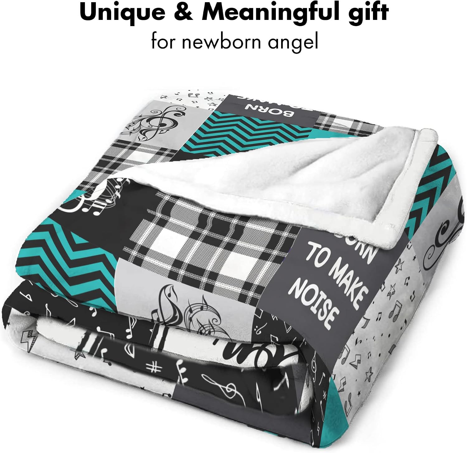 Personalized Music Themed Baby Blanket, Custom Name Soft Fleece Throw, Newborn Gift, Monogrammed Nursery Decor, Unique Baby Shower Present
