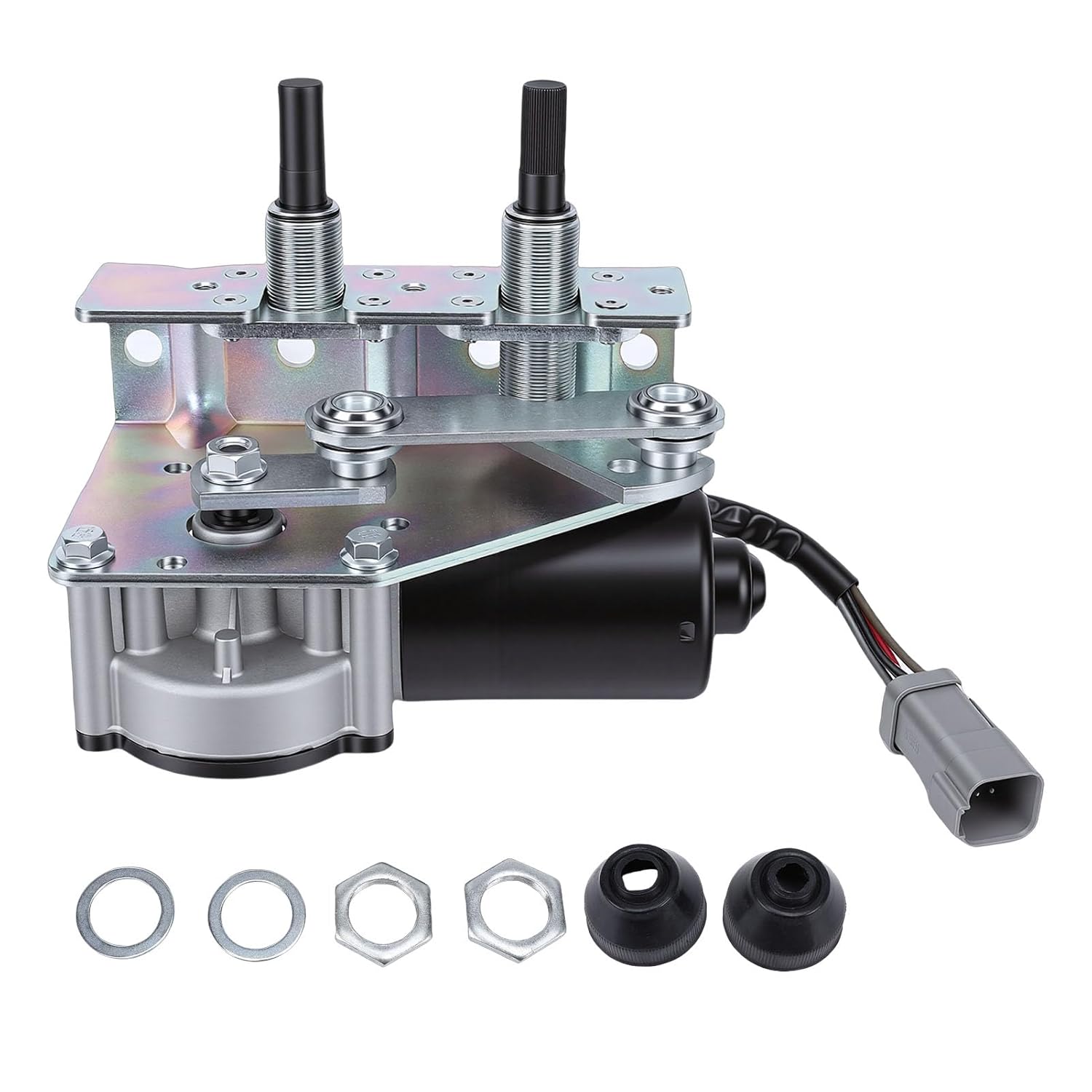 Fafeicy Heavy Duty Wiper Motor, Replacement Windshield Wiper Assembly with Gaskets Screw Caps for 966H Loader 189-8622 24V -40F to +176F IP67